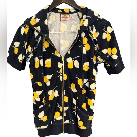 Juicy Couture L Y2K vintage velour lemon hoodie great vintage condition - Picture 1 of 15